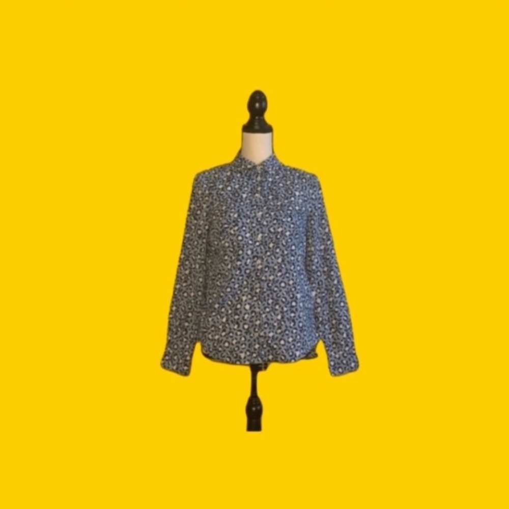 Boden (Anthro) Abstract Leopard Print Button-Down… - image 1